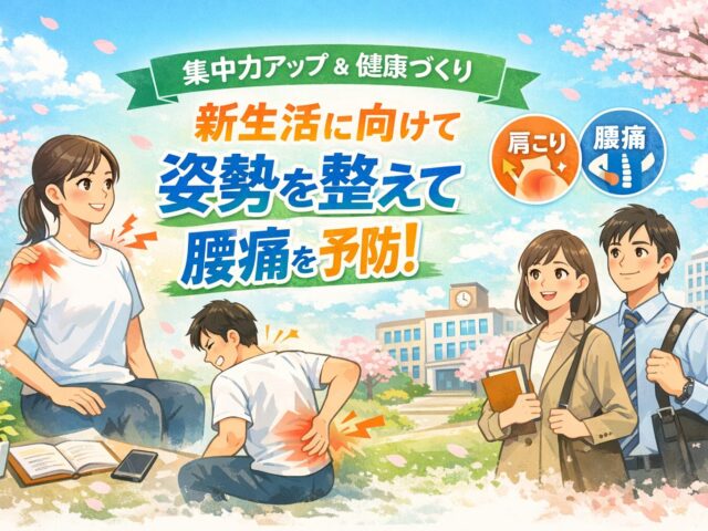 新年度・新生活にむけて【肩こり予防】【腰痛予防】